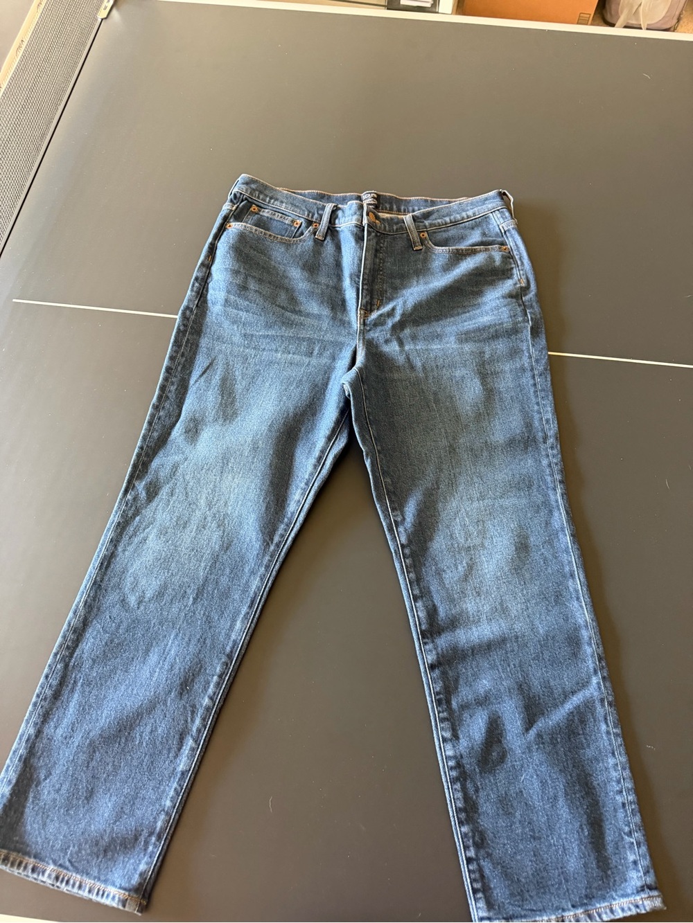 J. Crew Straight-Leg Jeans in Dark Blue Denim